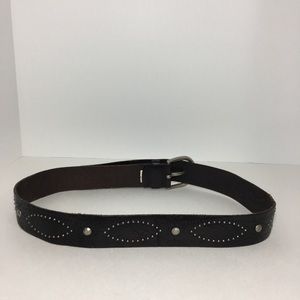 Fossil leather silver studded belt dark brown M